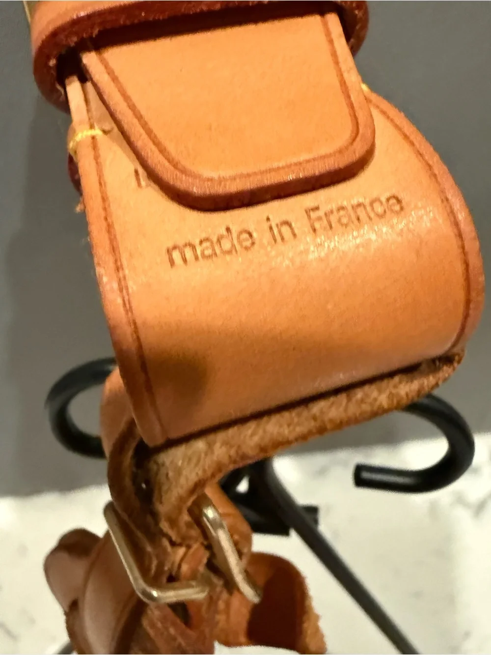 Louis Vuitton Tan Leather Luggage Tag with Stitch Detailing